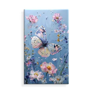 Pastel butterfly and flower canvas
