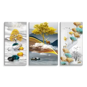 Ochre abstract landscape canvas