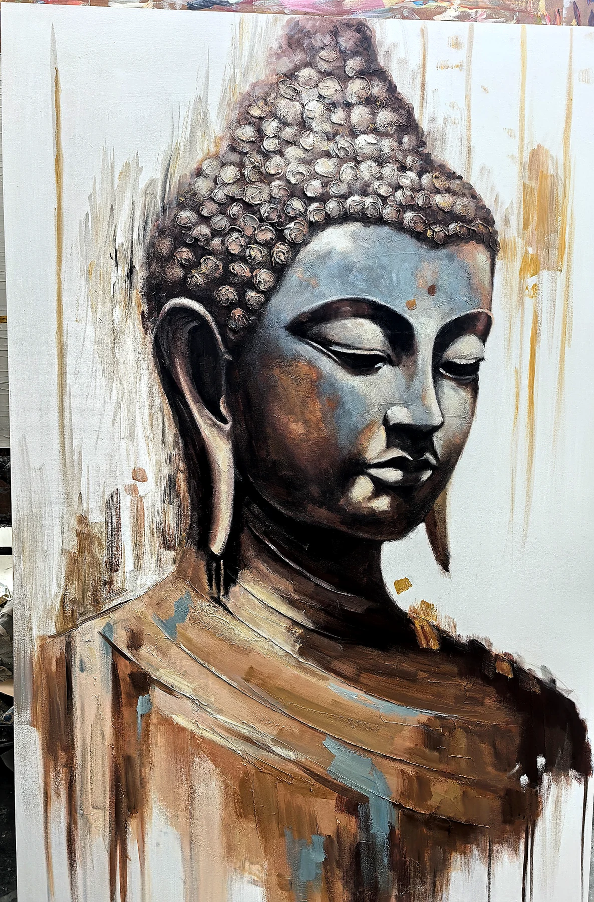 Original neutral Buddha portrait painting