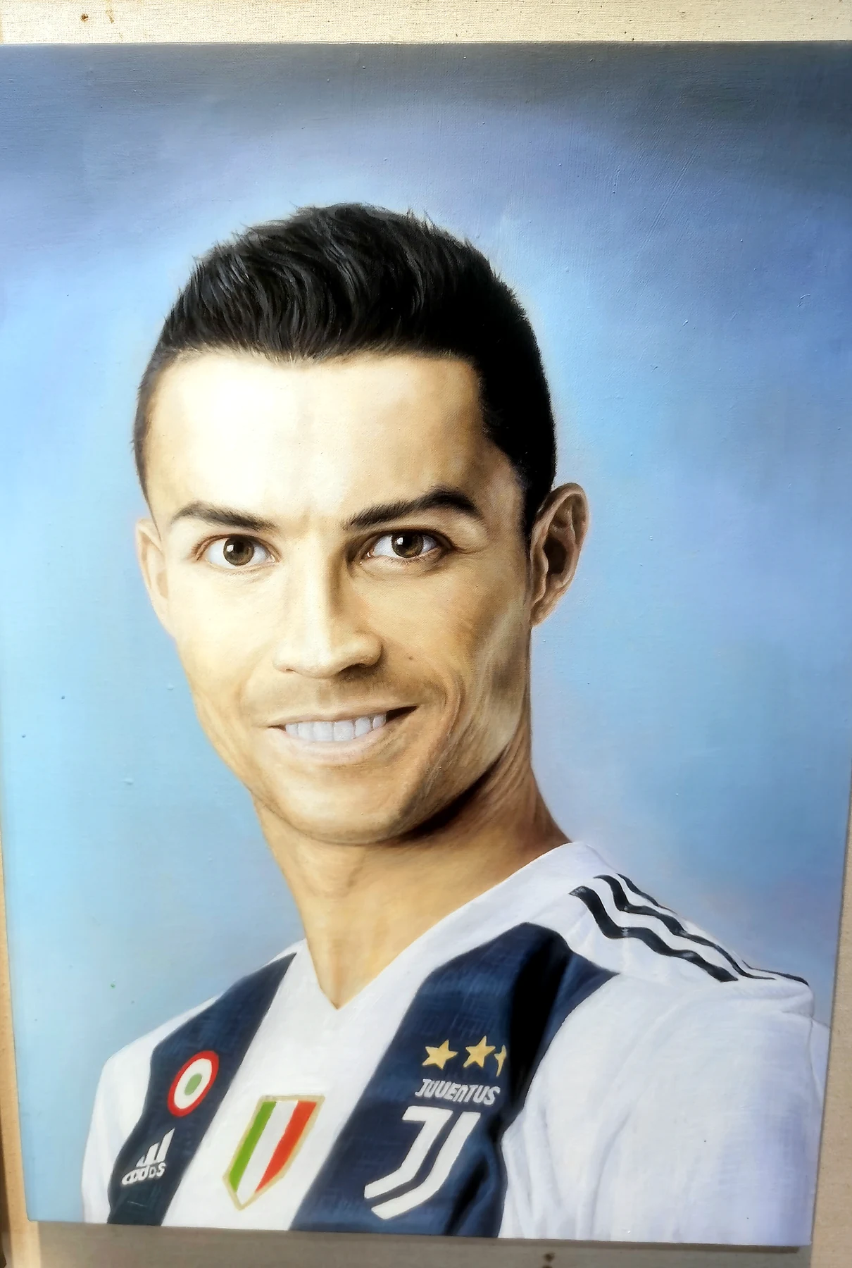 Hand painted football portrait commission example